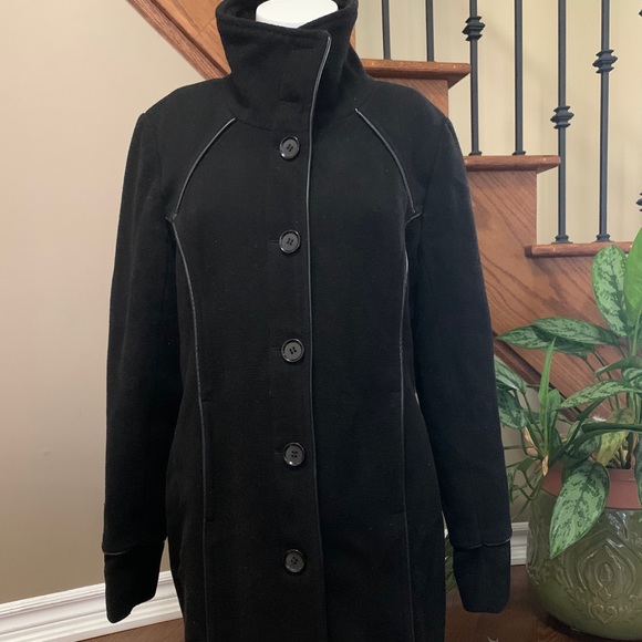 Knee Length Coat with faux leather detail - Picture 1 of 8